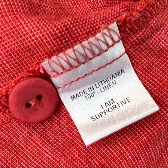 New FLAX Back Up Linen Tunic Shirt 3G 3X Cherry Yarn Dye - Picture 9 of 9